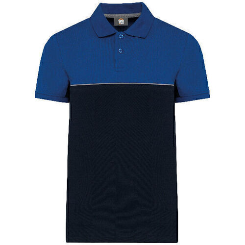 Polo bicolore &eacute;coresponsable manches courtes WK210 Marine / Bleu royal