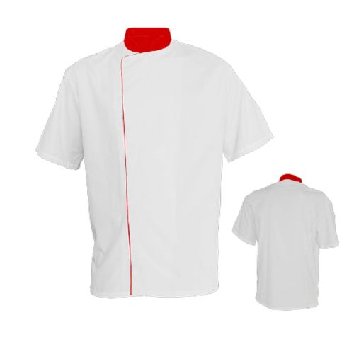 Veste de cusine MC mixte VALIN Blanc / Rouge